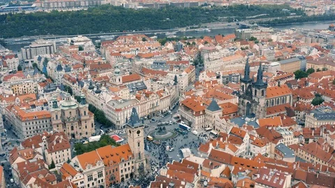 Aerial view of Old Town Square in Prague Stock Footage 108405331