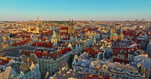Aerial view of Old Town Square the historic city center of Prague, Czech Stock Footage 323195133