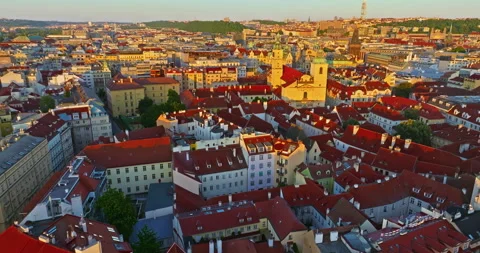 Aerial view of Old Town Square the historic city center of Prague, Czech Stock Footage 325181920