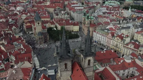 Aerial View of Old Town Square in Prague Czech Republic Stock Footage 342951482