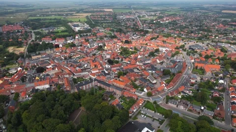 Aerial view of the old town of Varde Stock Footage 284920598