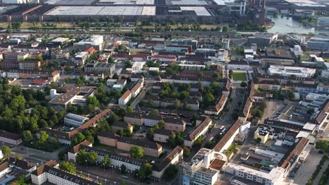 Aerial view of the old town Wolfsburg Stock Footage 305800443