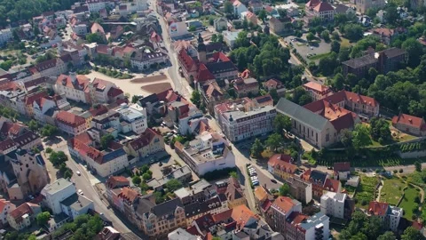 Aerial view of the old town Zeitz Stock Footage 305857698