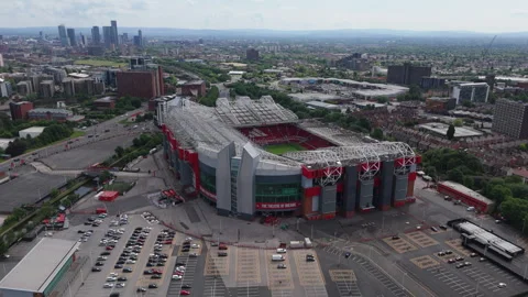 Aerial view of the Old Trafford stadium, home to Manchester United Stock Footage 276383832