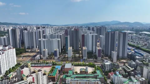 Aerial view of the Olympic Park Foreon apartment construction site in Dundun Vídeo Stock 296522127