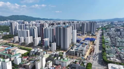 Aerial view of the Olympic Park Foreon apartment construction site in Dundun Vídeo Stock 296522268