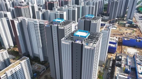Aerial view of the Olympic Park Foreon apartment construction site in Dundun Vídeo Stock 296522312