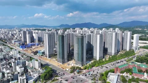 Aerial view of the Olympic Park Foreon apartment construction site in Dundun Video stock 296523230