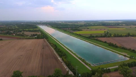 Aerial view of Olympic Regatta Centre Munich, Germany. Historic rowing and canoe Stock Footage 316649602