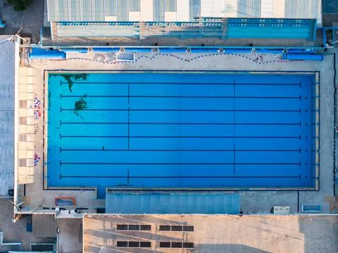 Aerial View of Olympic Sized Pool at Recreational Facility in Chania Stock Photos