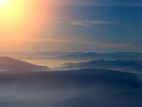 Aerial view on the olympus mount Foto stock