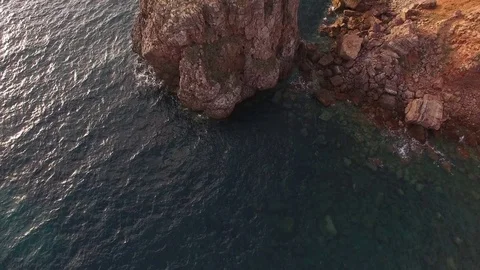 Aerial view om a beautiful cliffs on west coast of Portugal near Carrapateira Stock Footage 75284179