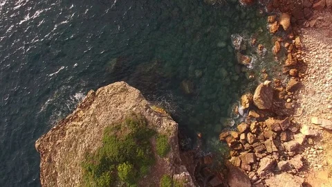 Aerial view om a beautiful cliffs on west coast of Portugal near Carrapateira Stock Footage 75284181