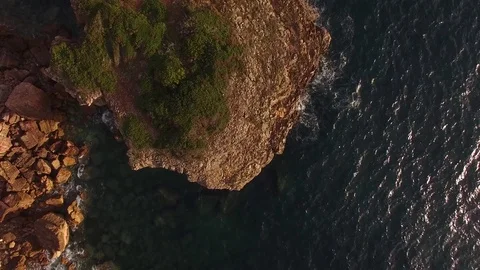 Aerial view om a beautiful cliffs on west coast of Portugal near Carrapateira Stock Footage 75299110