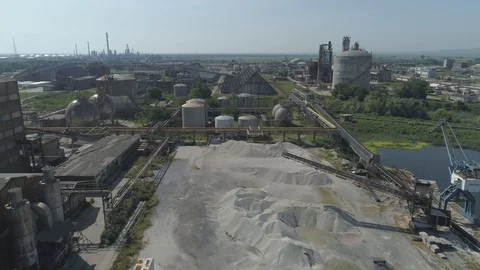 Aerial view of one old oil refinery and chemical plant Stock Footage 115422341