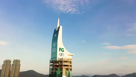 Aerial view of One Tower skyscraper, Balneário Camboriú, Brazil. Stock Footage 193615233