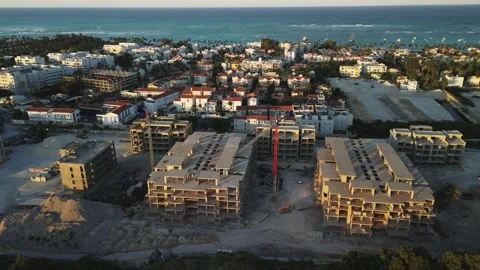 Aerial view of ongoing construction of luxurious beachfront resort in Punta Cana Video stock 271369719