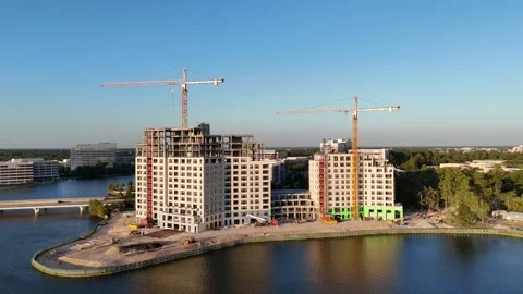 Aerial view of ongoing construction of tall building in Texas, USA Stock Footage 336816861