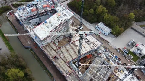 Aerial view of ongoing Construction at Zernike campus in Groningen Video stock 163162637
