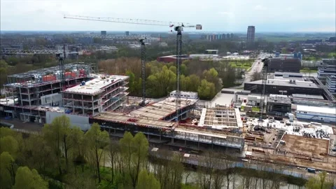 Aerial view of ongoing Construction at Zernike campus in Groningen Video stock 163162712