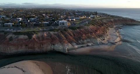 Aerial view of Onkaparinga River , Port NoarLunga, Adelaide, South Australia Stock Footage 213902953