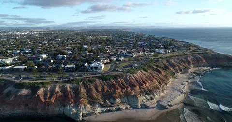 Aerial view of Onkaparinga River , Port NoarLunga, Adelaide, South Australia Stock Footage 213935336