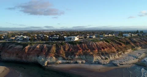 Aerial view of Onkaparinga River , Port NoarLunga, Adelaide, South Australia Stock Footage 213944271
