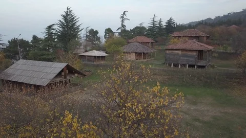 Aerial view of open air museum of Ethnography. Tbilisi. Georgia Stock-Footage 83611230