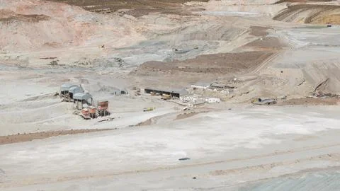 Aerial view of an open-pit borax mine in Jujuy, Argentina. Stock Photos