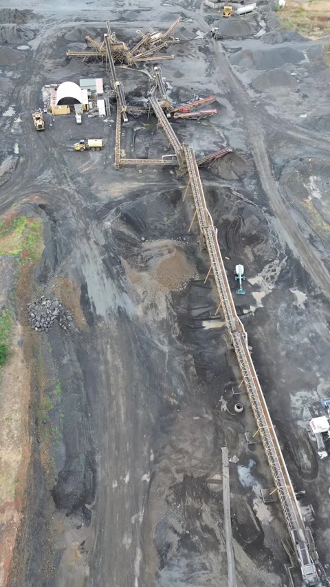 Aerial view of open pit coal mine Stock Footage 334906300