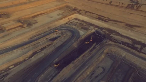 Aerial view of open pit coal mining in Thar, Sindh, Pakistan Stock Footage 344056215