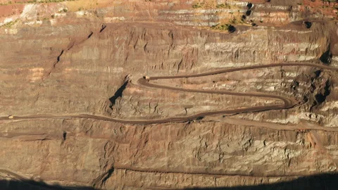 Aerial view of an open pit of iron ore. Resource mining Stock Footage 162572882