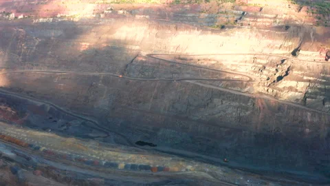 Aerial view of an open pit of iron ore. Resource mining Stock Footage 162582249