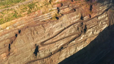 Aerial view of an open pit of iron ore. Resource mining Stock Footage 162583579