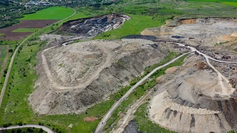 Aerial view of open pit mine coal mining Stock Footage 117290351