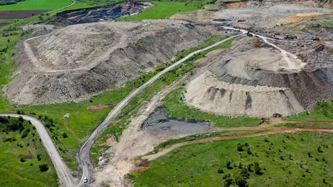 Aerial view of open pit mine coal mining Stock Footage 117290917
