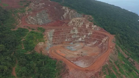 Aerial view of open pit mine extracting minerals Stock Footage 328920582