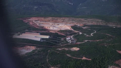 Aerial View of Open Pit Mine Near Tirana Stock Footage 337444258