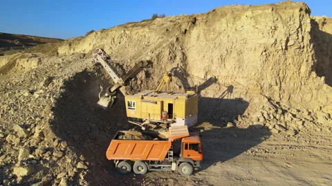 Aerial view of open pit mining site of limestone materials for construction Video stock 166688688