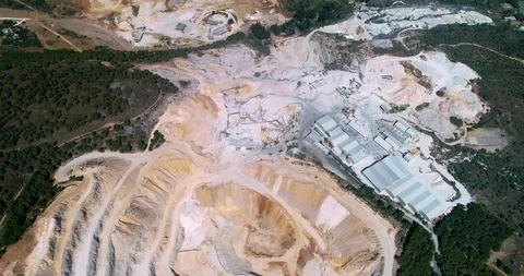 Aerial view of an open pit. Open pit mine with buildings Stock-Footage 117032084