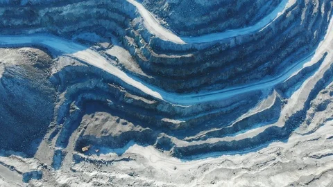 Aerial view of the open pit quarry. Open-pit, open-cast or open cut mining Stock Footage 113087568