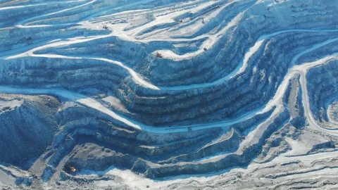 Aerial view of the open pit quarry. Open-pit, open-cast or open cut mining Stock Footage 113087706