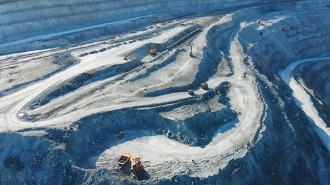 Aerial view of the open pit quarry. Open-pit, open-cast or open cut mining Stock Footage 113088183