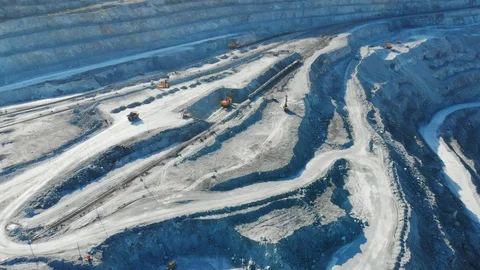Aerial view of the open pit quarry. Open-pit, open-cast or open cut mining Stock Footage 113088513