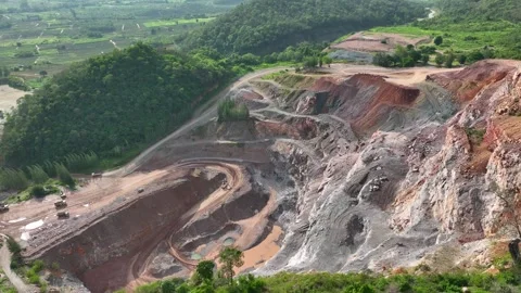 Aerial view of open pit quarry mining site. Stock Footage 341662661