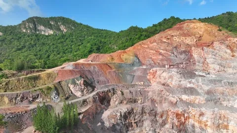 Aerial view of open pit quarry mining site. Stock Footage 341662706