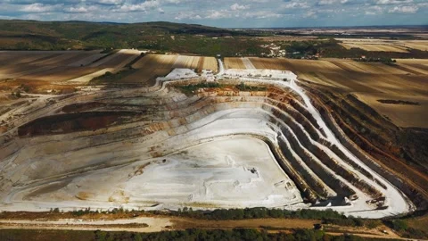 Aerial view of the open-pit quarry in Besenovo, Serbia. Stock Footage 346613583