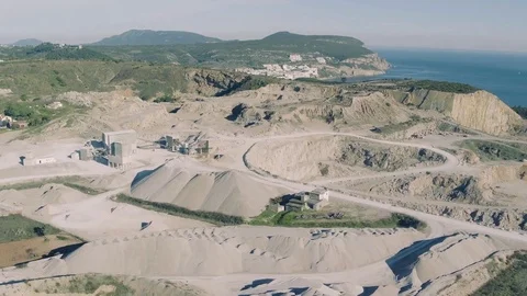 Aerial View of Open Pit Sand Quarries Stockbeeldmateriaal 72308310