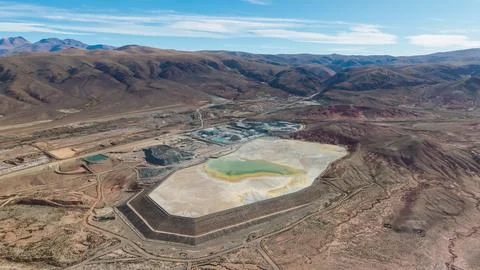 Aerial view of open-pit silver mining in Jujuy, Argentina. Stock Photos