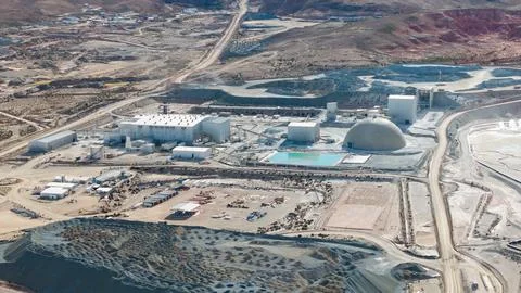 Aerial view of open-pit silver mining in Jujuy, Argentina. Stock Photos